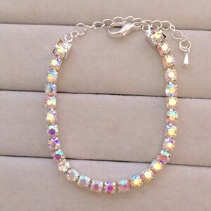 Aurora Borealis + Silver Crystal Tennis Bracelet